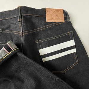 Momotaro Mens 33 x 32 Selvedge Denim Straight Leg Jean 0906 Japan White Stripe